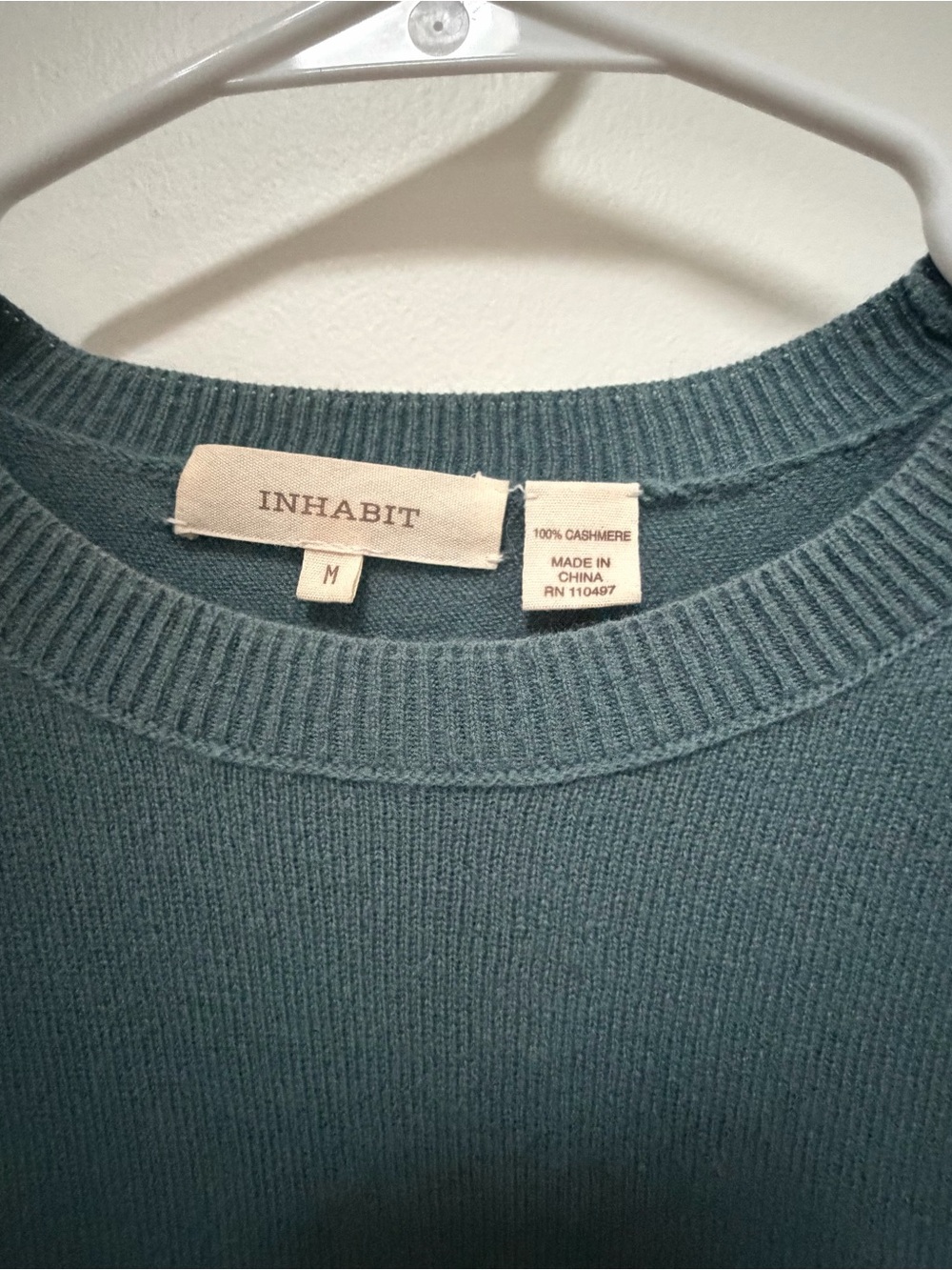 Inhabit Women’s Cashmere Asymmetrical Sweater in Teal - Picture 2 of 4